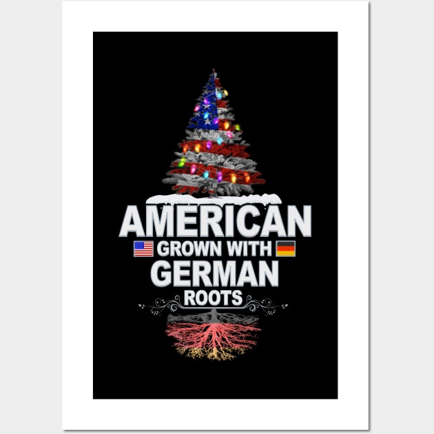 Christmas Tree  American Grown With German Roots - Gift for German From Germany Wall Art by Country Flags